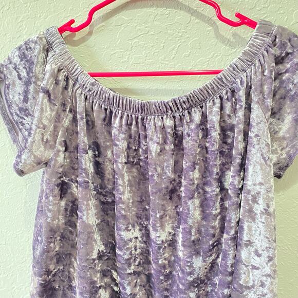 Hippie Rose Off the Shoulder Velvet Purple Top Size Medium - Picture 3 of 8